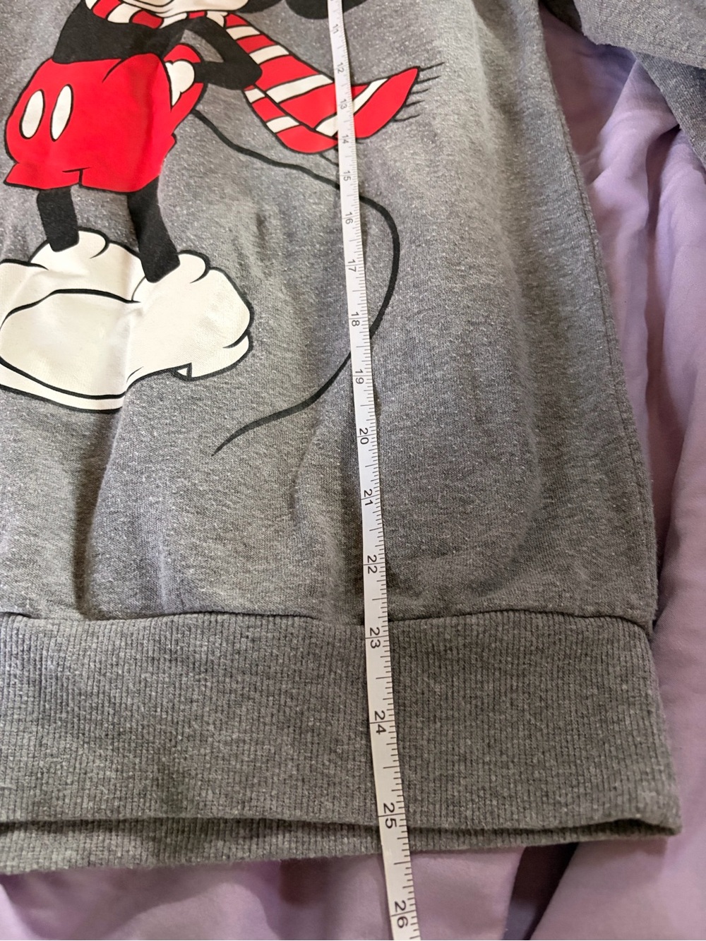Disney Gray Crewneck Sweater with Mickey Mouse Graphic and Red Accents - Picture 4 of 4